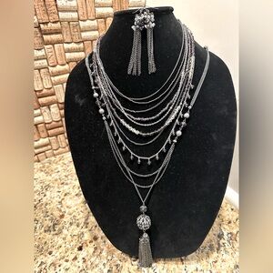 Layered Multiple Strand necklace & Earrings